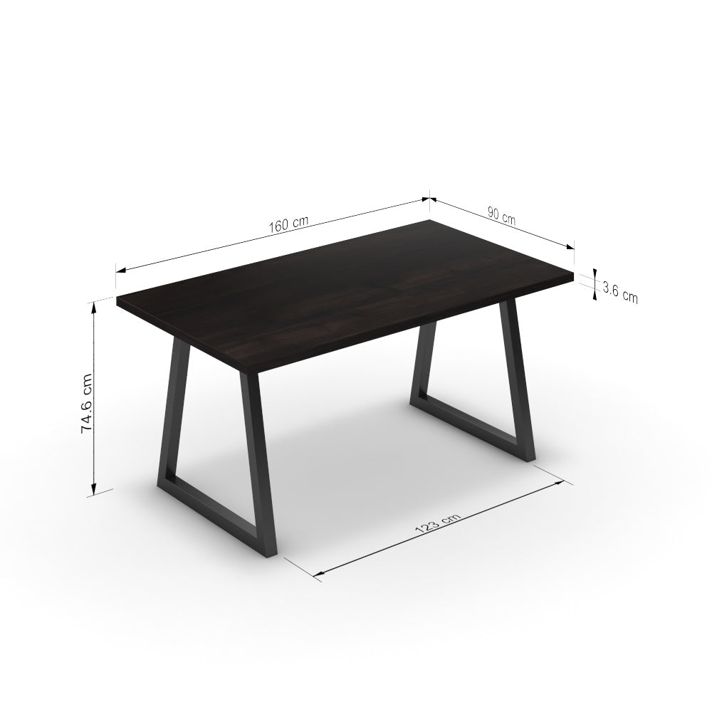 Étkezőasztal - Bala fekete lábbal - Füstölt dió, méret: 160x90
