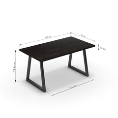 Étkezőasztal - Bala fekete lábbal - Füstölt dió, méret: 160x90