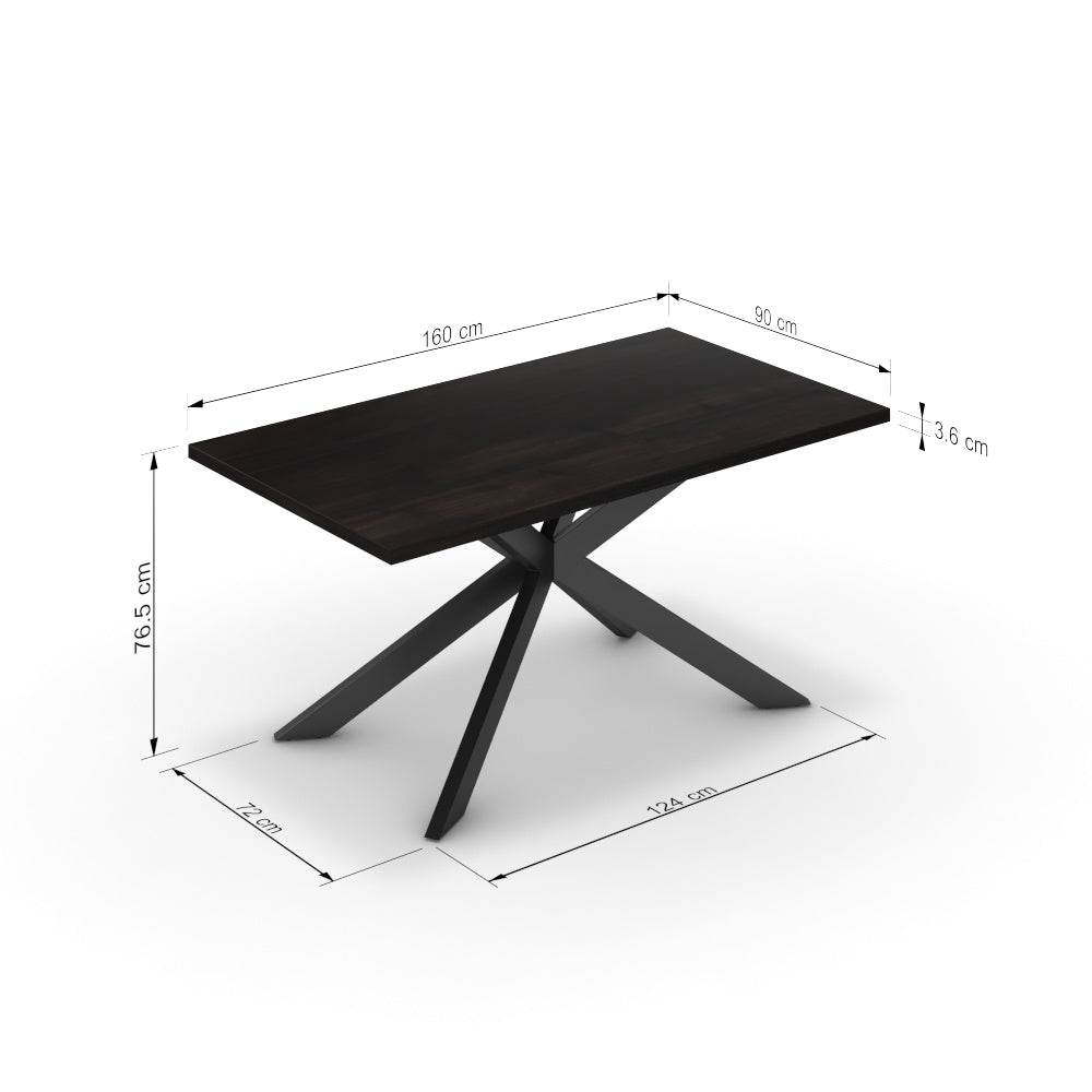 Étkezőasztal - Jama fekete lábbal - Füstölt dió, méret: 160x90