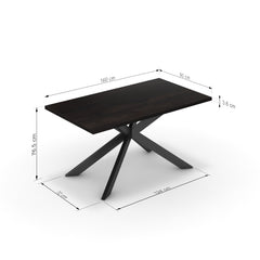 Étkezőasztal - Jama fekete lábbal - Füstölt dió, méret: 160x90