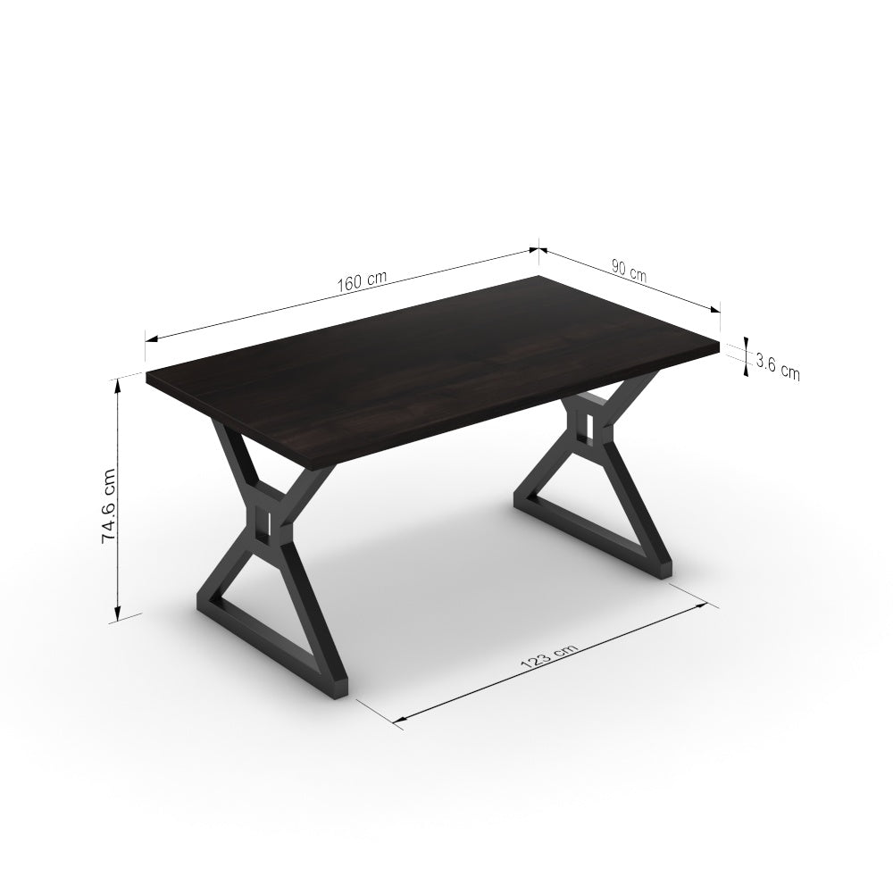 Étkezőasztal - Mandira fekete lábbal - Füstölt dió, méret: 160x90