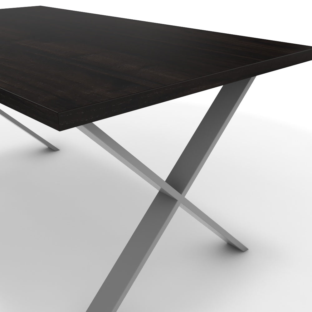 Étkezőasztal - Préma festett ezüst lábbal - Füstölt dió, méret: 160x90