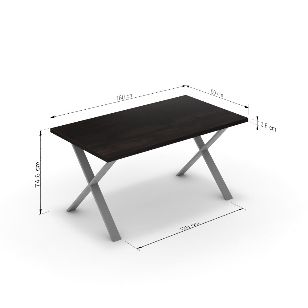 Étkezőasztal - Préma festett ezüst lábbal - Füstölt dió, méret: 160x90