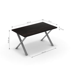 Étkezőasztal - Préma festett ezüst lábbal - Füstölt dió, méret: 160x90