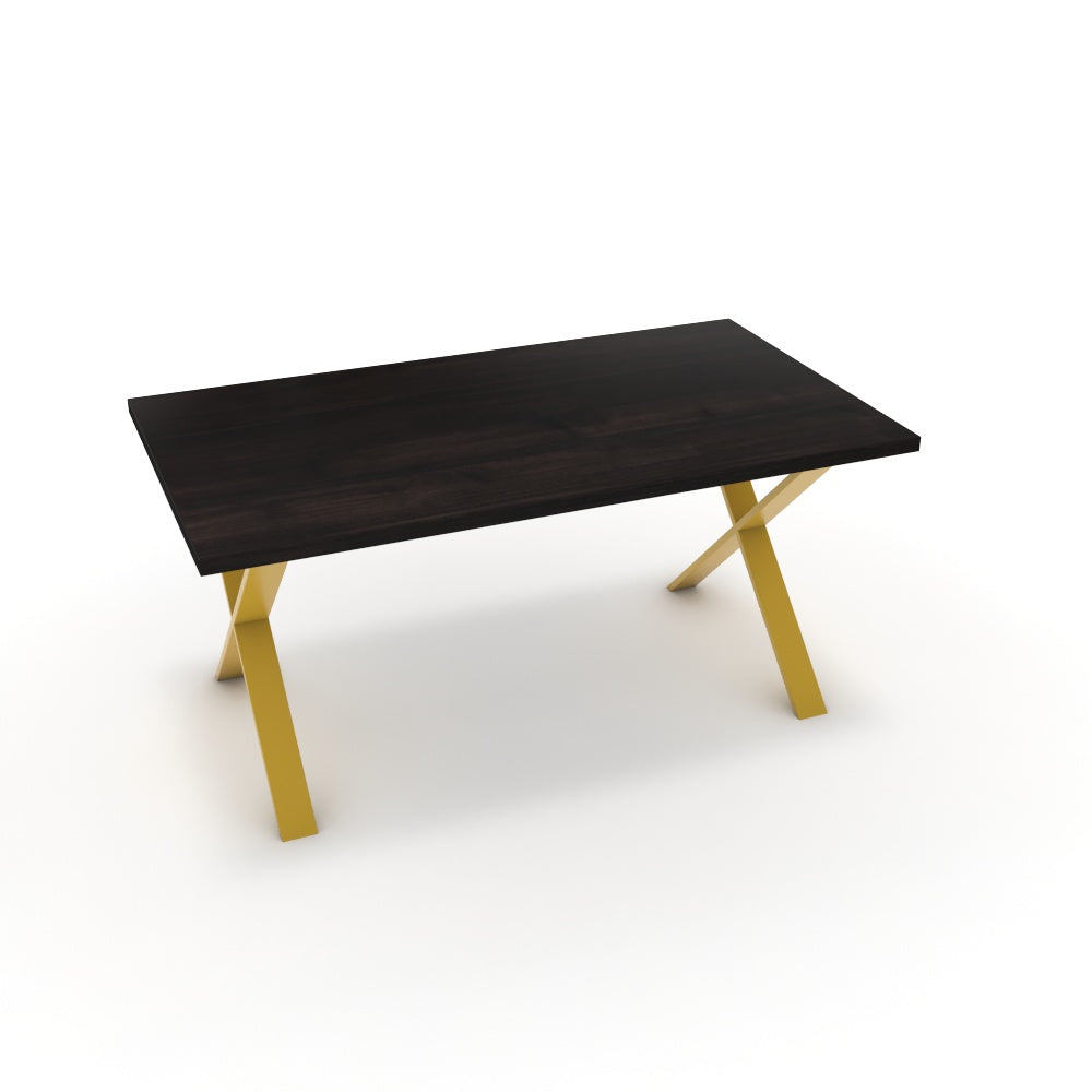 Étkezőasztal - Préma festett arany lábbal - Füstölt dió, méret: 160x90