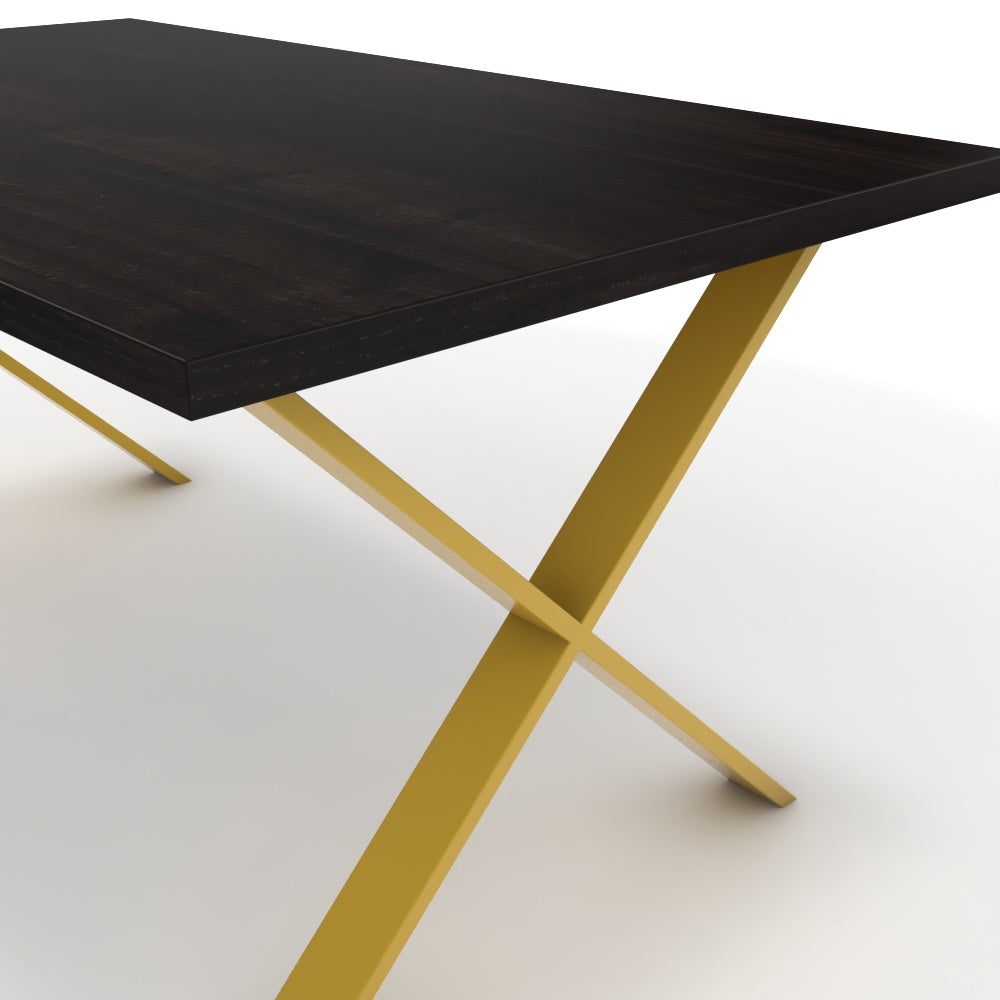 Étkezőasztal - Préma festett arany lábbal - Füstölt dió, méret: 160x90