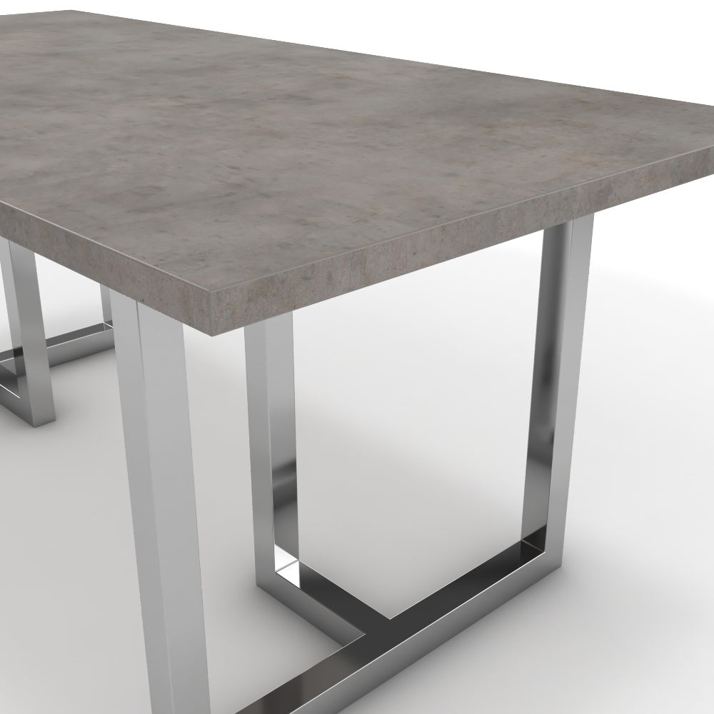 Étkezőasztal - Asara króm lábbal - Vil.szürke Chicago beton, méret: 180x90