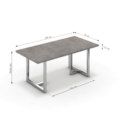 Étkezőasztal - Asara króm lábbal - Vil.szürke Chicago beton, méret: 180x90