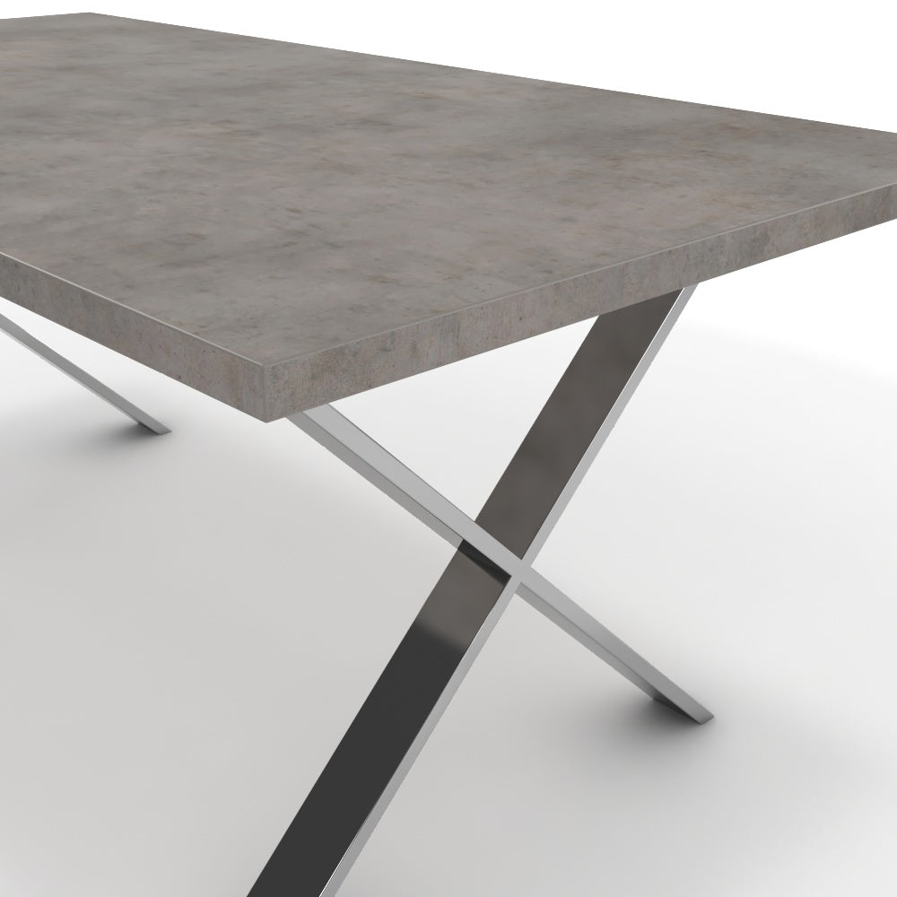 Étkezőasztal - Préma króm lábbal - Vil.szürke Chicago beton, méret: 180x90