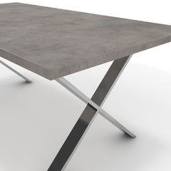 Étkezőasztal - Préma króm lábbal - Vil.szürke Chicago beton, méret: 180x90