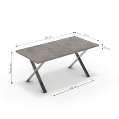 Étkezőasztal - Préma króm lábbal - Vil.szürke Chicago beton, méret: 180x90