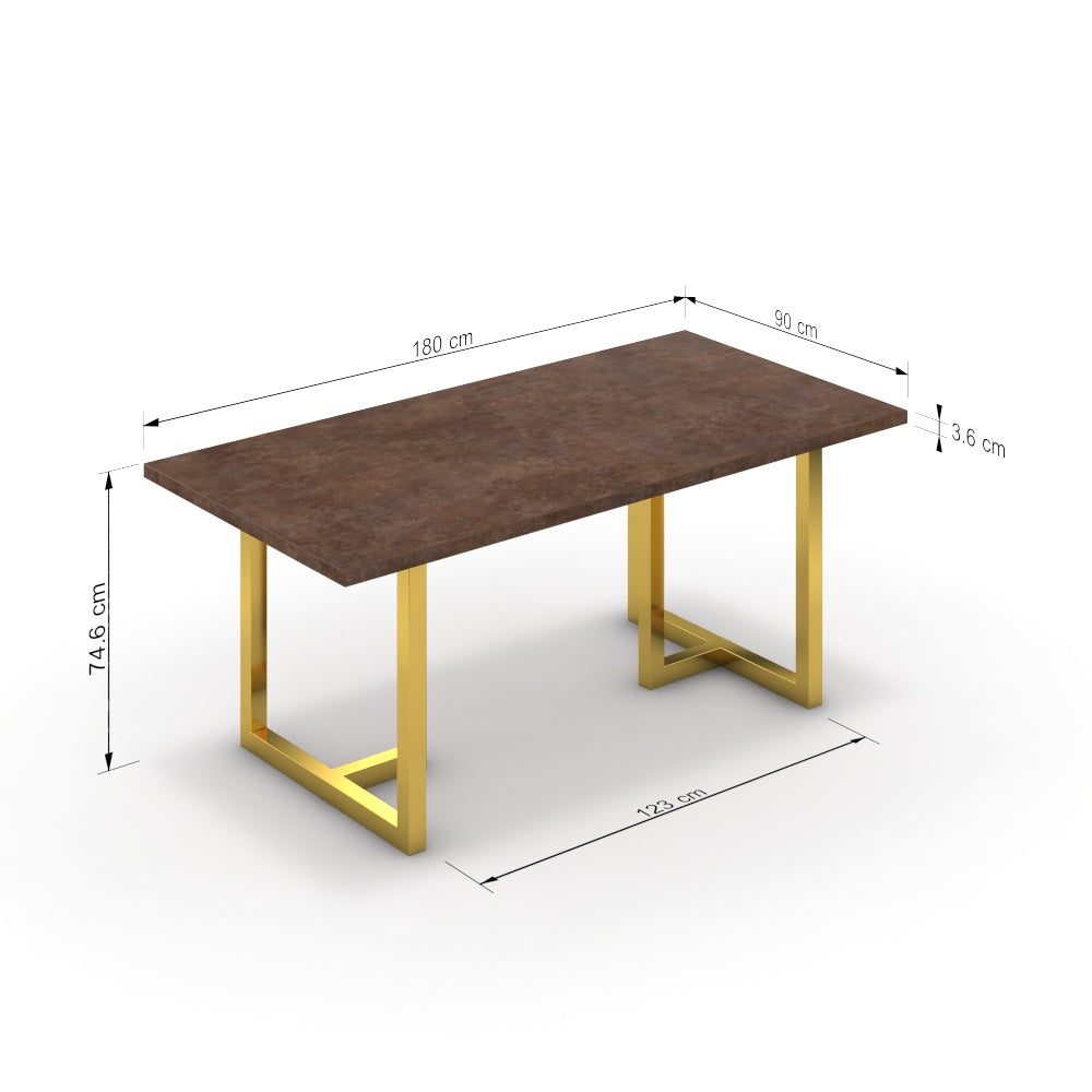 Étkezőasztal - Asara arany lábbal - Ferro bronz, méret: 180x90