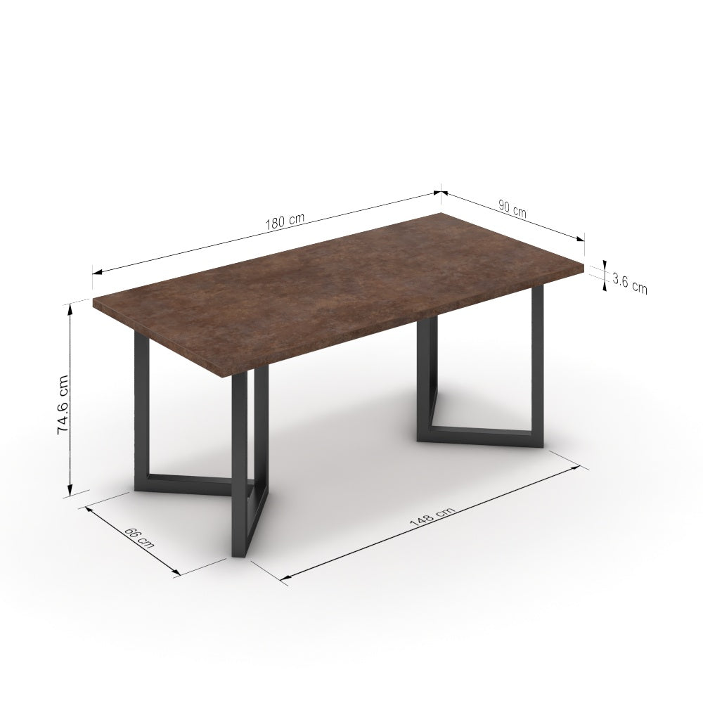 Étkezőasztal - Indra fekete lábbal - Ferro bronz, méret: 180x90