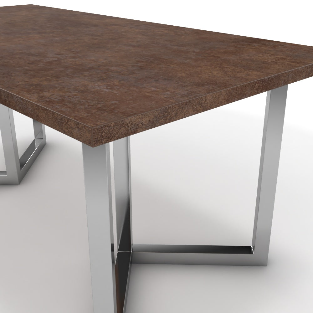 Étkezőasztal - Indra króm lábbal - Ferro bronz, méret: 180x90