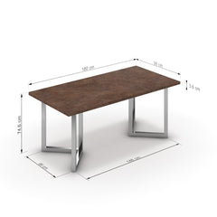 Étkezőasztal - Indra króm lábbal - Ferro bronz, méret: 180x90