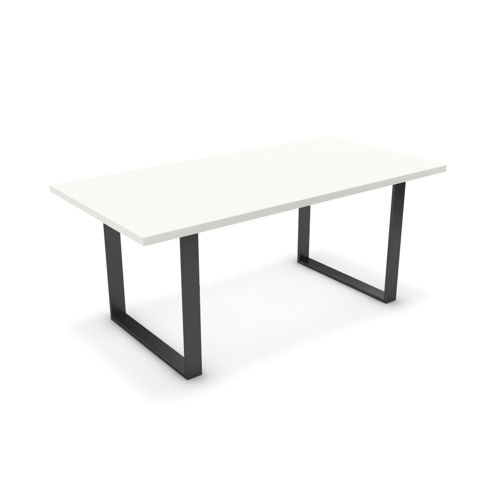 Étkezőasztal - Antara fekete lábbal - Alpesi fehér, méret: 180x90