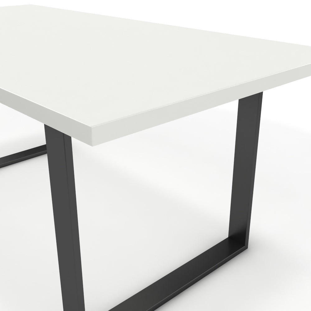 Étkezőasztal - Antara fekete lábbal - Alpesi fehér, méret: 180x90