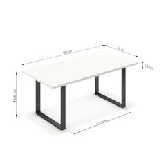 Étkezőasztal - Antara fekete lábbal - Alpesi fehér, méret: 180x90