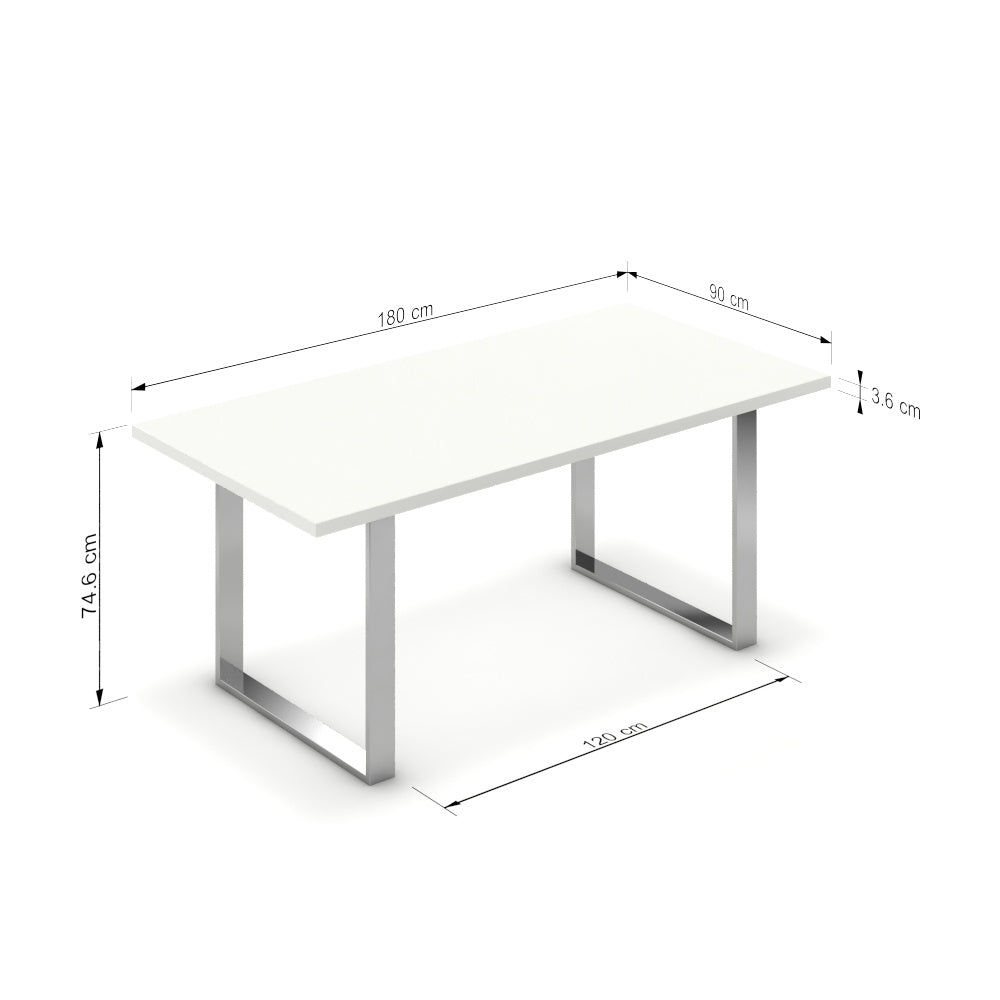 Étkezőasztal - Antara króm lábbal - Alpesi fehér, méret: 180x90