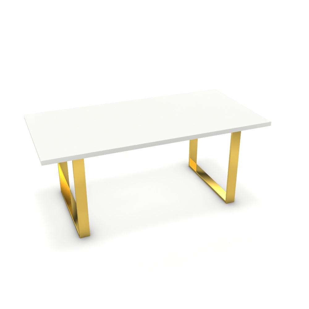 Étkezőasztal - Antara arany lábbal - Alpesi fehér, méret: 180x90