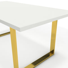 Étkezőasztal - Antara arany lábbal - Alpesi fehér, méret: 180x90