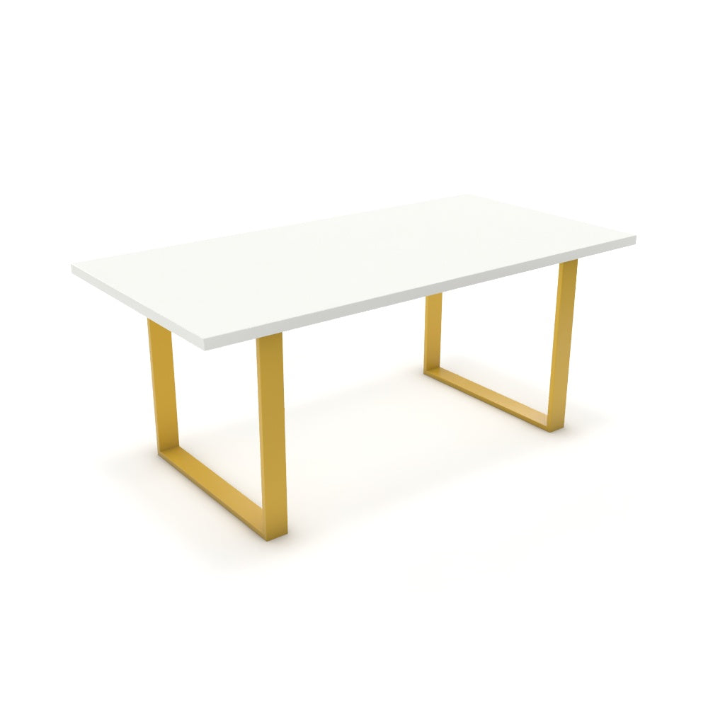 Étkezőasztal - Antara festett arany lábbal - Alpesi fehér, méret: 180x90