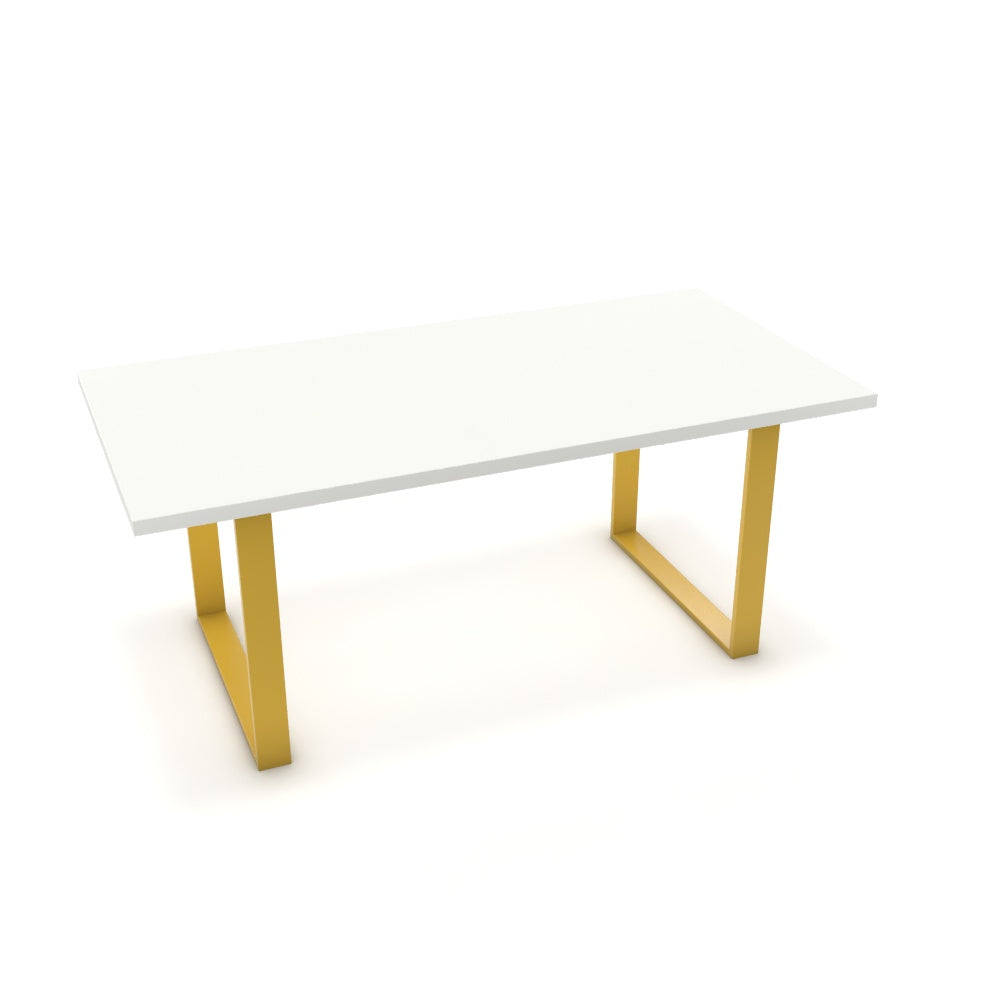 Étkezőasztal - Antara festett arany lábbal - Alpesi fehér, méret: 180x90