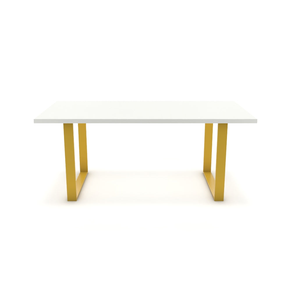 Étkezőasztal - Antara festett arany lábbal - Alpesi fehér, méret: 180x90
