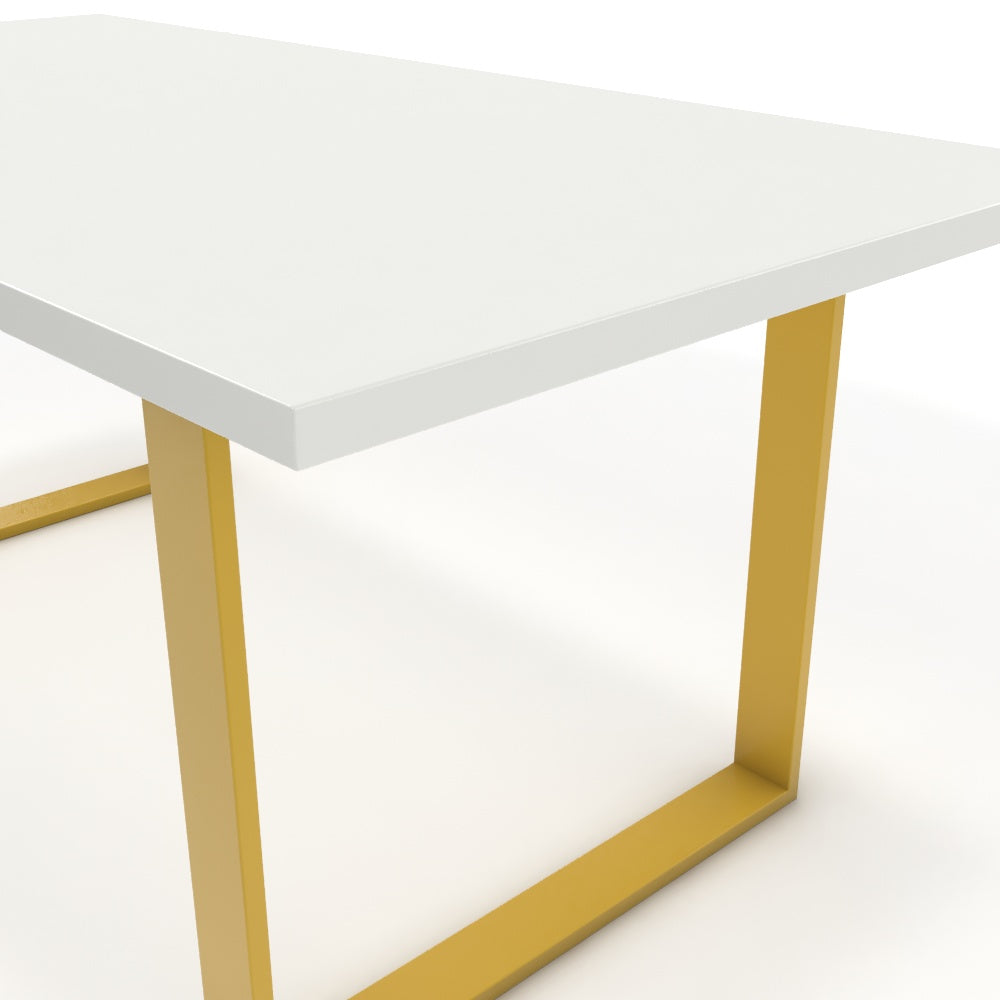 Étkezőasztal - Antara festett arany lábbal - Alpesi fehér, méret: 180x90