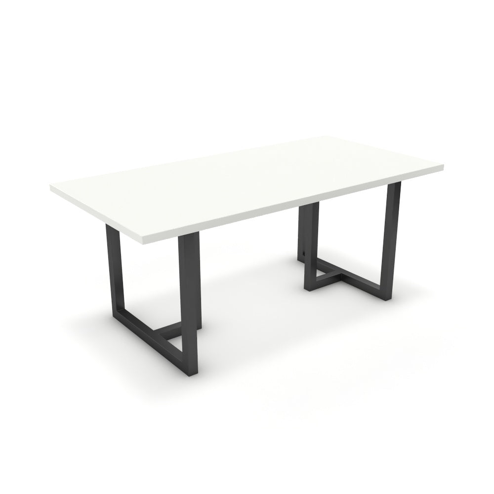 Étkezőasztal - Asara fekete lábbal - Alpesi fehér, méret: 180x90