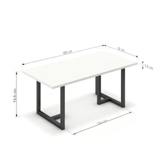 Étkezőasztal - Asara fekete lábbal - Alpesi fehér, méret: 180x90