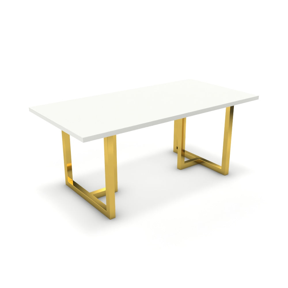Étkezőasztal - Asara arany lábbal - Alpesi fehér, méret: 180x90