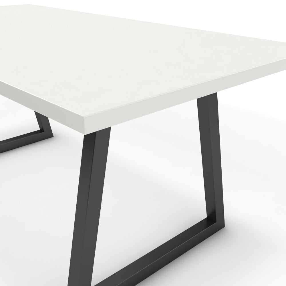 Étkezőasztal - Bala fekete lábbal - Alpesi fehér, méret: 180x90