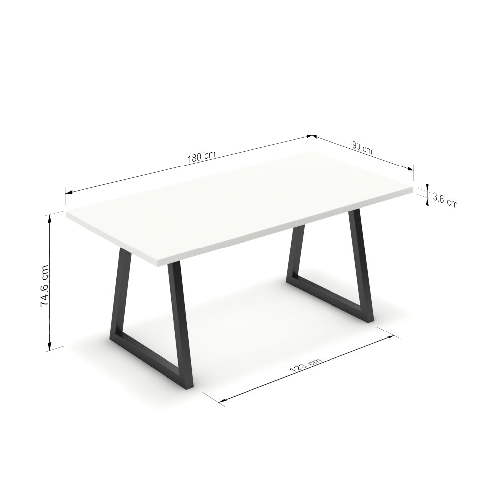 Étkezőasztal - Bala fekete lábbal - Alpesi fehér, méret: 180x90