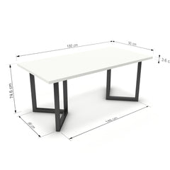 Étkezőasztal - Indra fekete lábbal - Alpesi fehér, méret: 180x90