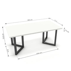 Étkezőasztal - Indra fekete lábbal - Alpesi fehér, méret: 180x90