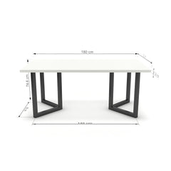 Étkezőasztal - Indra fekete lábbal - Alpesi fehér, méret: 180x90