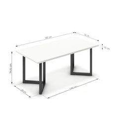 Étkezőasztal - Indra fekete lábbal - Alpesi fehér, méret: 180x90