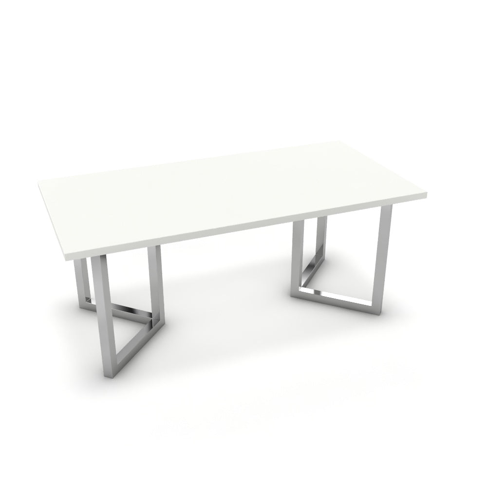 Étkezőasztal - Indra króm lábbal - Alpesi fehér, méret: 180x90