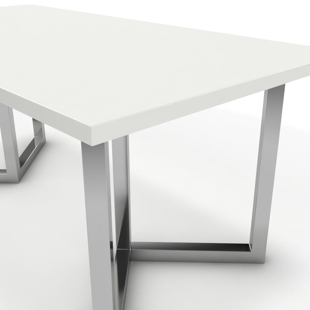 Étkezőasztal - Indra króm lábbal - Alpesi fehér, méret: 180x90