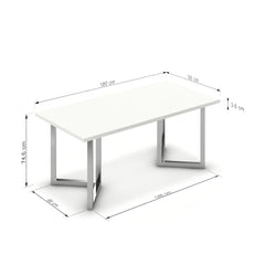 Étkezőasztal - Indra króm lábbal - Alpesi fehér, méret: 180x90