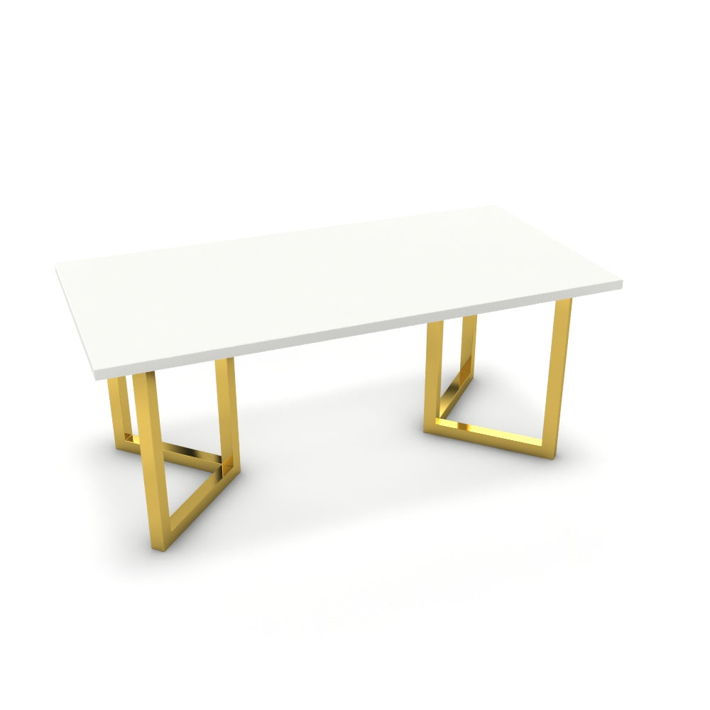 Étkezőasztal - Indra arany lábbal - Alpesi fehér, méret: 180x90