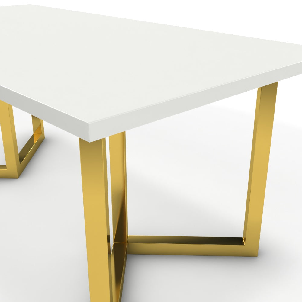 Étkezőasztal - Indra arany lábbal - Alpesi fehér, méret: 180x90