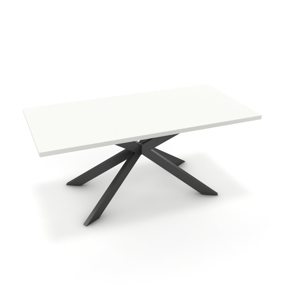 Étkezőasztal - Jama fekete lábbal - Alpesi fehér, méret: 180x90