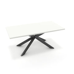 Étkezőasztal - Jama fekete lábbal - Alpesi fehér, méret: 180x90