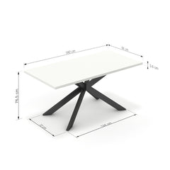 Étkezőasztal - Jama fekete lábbal - Alpesi fehér, méret: 180x90