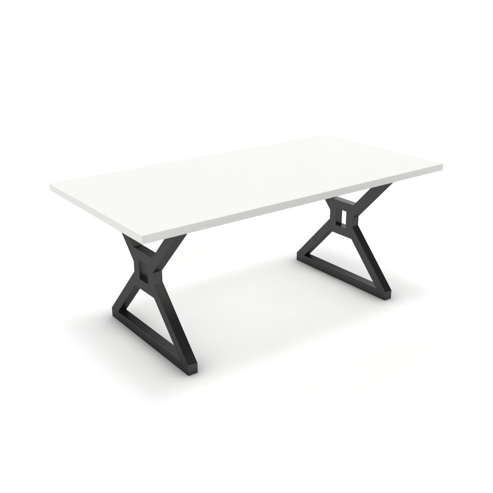 Étkezőasztal - Mandira fekete lábbal - Alpesi fehér, méret: 180x90