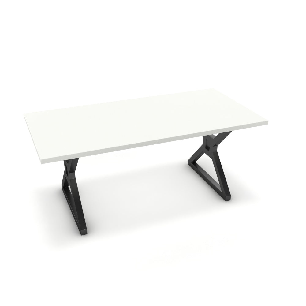 Étkezőasztal - Mandira fekete lábbal - Alpesi fehér, méret: 180x90