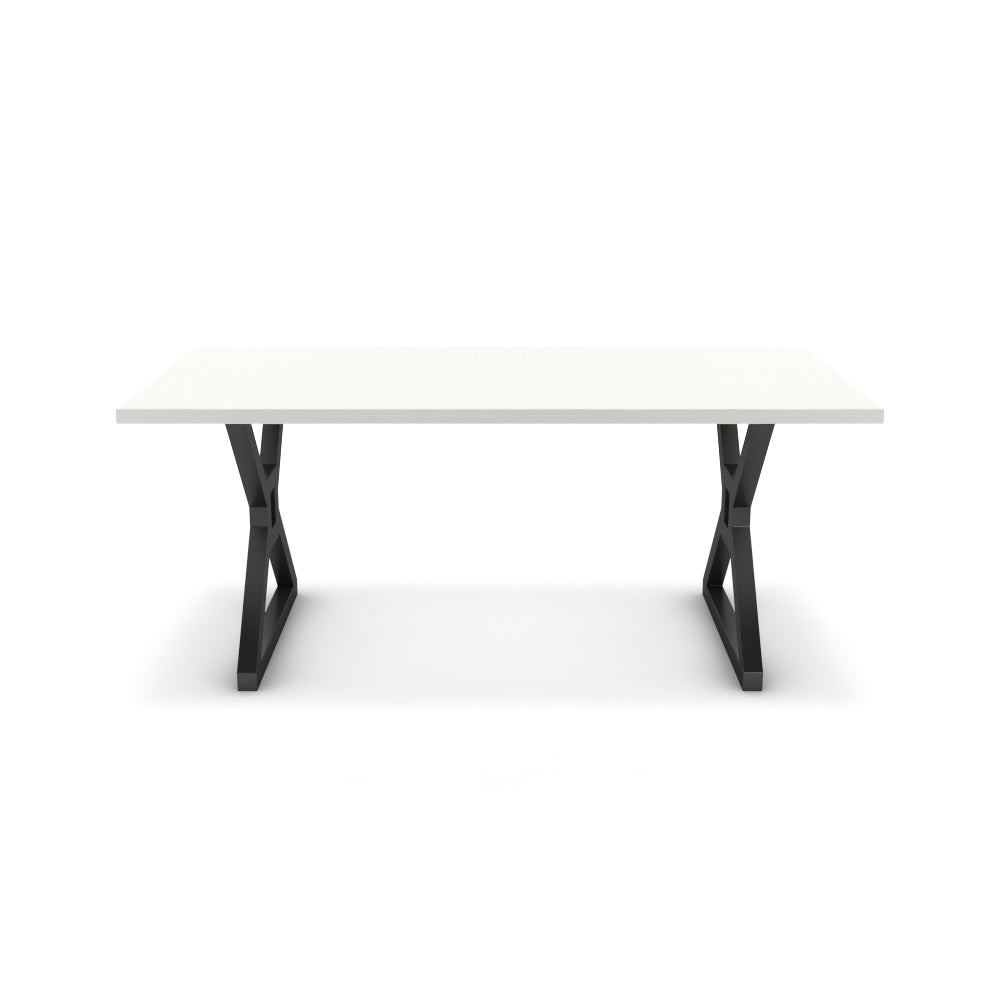 Étkezőasztal - Mandira fekete lábbal - Alpesi fehér, méret: 180x90
