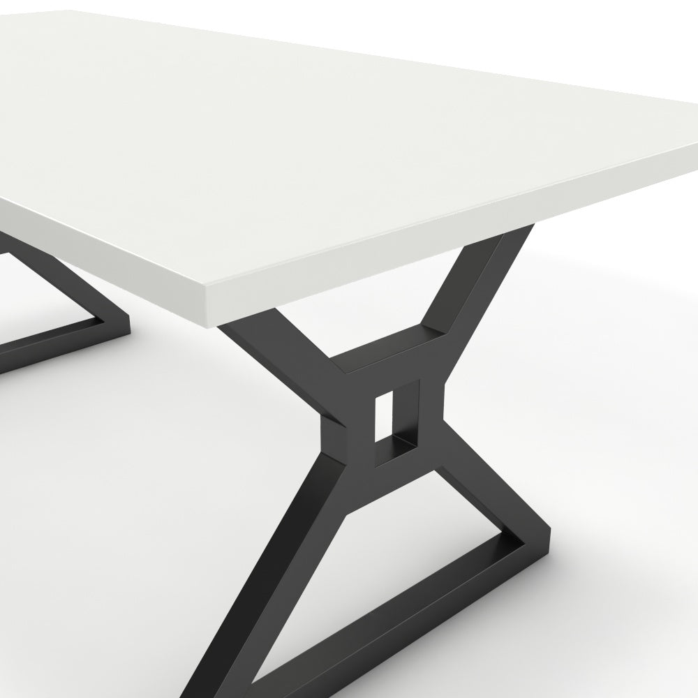 Étkezőasztal - Mandira fekete lábbal - Alpesi fehér, méret: 180x90